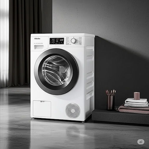 Le lave-linge Miele indice 9 modèle WCK360 WCS dans une buanderie moderne et épurée